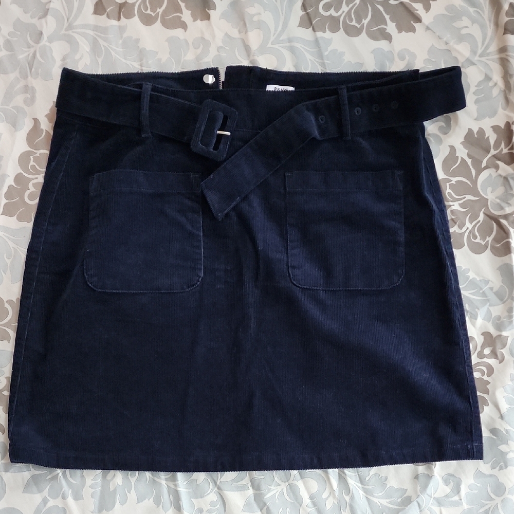 Penningtons Dark Blue Corduroy Mini Skirt with Belt
